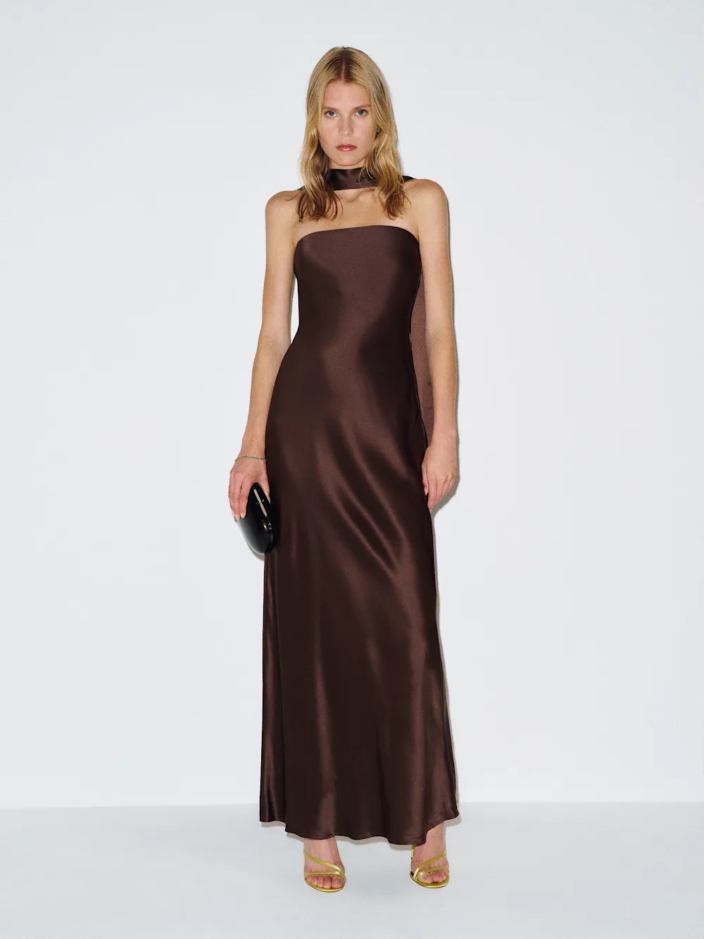 Reformation Oren Silk Dress Brown - Size S - Picture 6 of 6